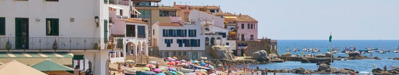Spain Crowded beach in Calella Barcelona Unexpected Catalonia