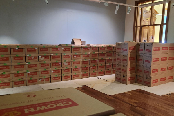 Library Collection boxed and ready | Rangiora Library